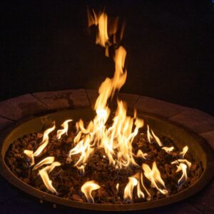 a close up view of the flames of a fire pit