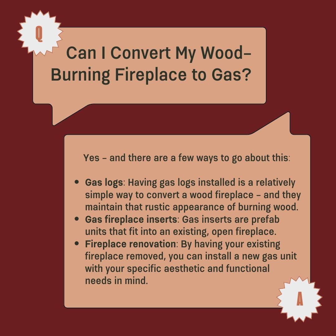 original infographic on changing wood fireplace to gas